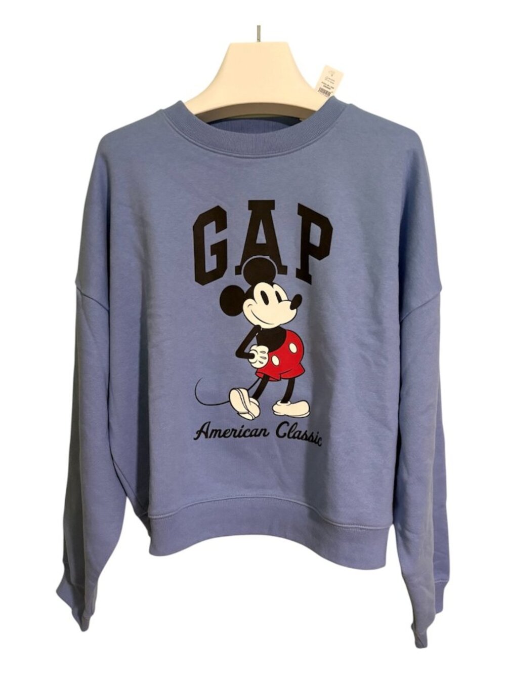 GAP x Disney Mickey Mouse Relaxed Logo Sweatshirt Women's M Blue L/S Crewneck